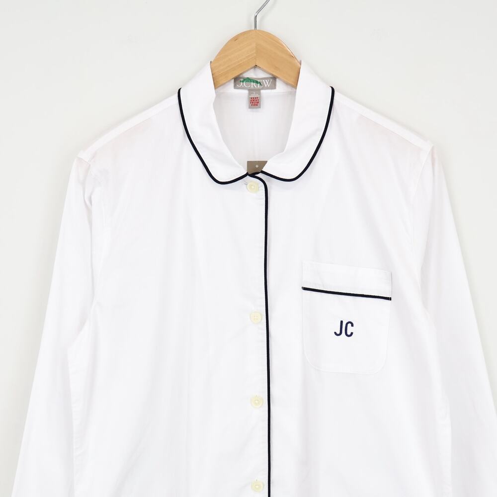 J. Crew White Cotton Pajama Set with Black Trim - Picture 3 of 15